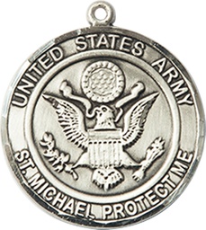 [1185SS2] Sterling Silver Army St Michael Medal