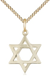 [1210GF/18G] 14kt Gold Filled Star of David Pendant on a 18 inch Gold Plate Light Curb chain