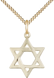 [1210GF/18G] 14kt Gold Filled Star of David Pendant on a 18 inch Gold Plate Light Curb chain