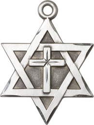 [1212YSS] Sterling Silver Star of David w/ Cross Medal