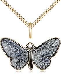 [1250GF/18G] 14kt Gold Filled Butterfly Pendant on a 18 inch Gold Plate Light Curb chain