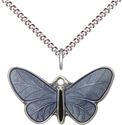 [1250SS/18S] Sterling Silver Butterfly Pendant on a 18 inch Light Rhodium Light Curb chain