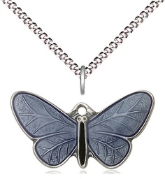 [1250SS/18S] Sterling Silver Butterfly Pendant on a 18 inch Light Rhodium Light Curb chain