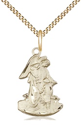 [1251GF/18G] 14kt Gold Filled Guardian Angel Pendant on a 18 inch Gold Plate Light Curb chain