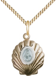 [1258GF/18G] 14kt Gold Filled Miraculous Pendant on a 18 inch Gold Plate Light Curb chain