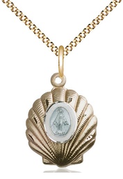 [1258GF/18G] 14kt Gold Filled Miraculous Pendant on a 18 inch Gold Plate Light Curb chain