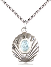 [1258SS/18S] Sterling Silver Miraculous Pendant on a 18 inch Light Rhodium Light Curb chain