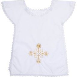 [#BIB2] Baptismal Bib w/Gold Embroidered Cross