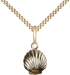 [1260GF/18G] 14kt Gold Filled Shell Pendant on a 18 inch Gold Plate Light Curb chain