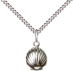 [1260SS/18S] Sterling Silver Shell Pendant on a 18 inch Light Rhodium Light Curb chain