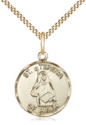 [1365GF/18G] 14kt Gold Filled Saint Theresa Pendant on a 18 inch Gold Plate Light Curb chain