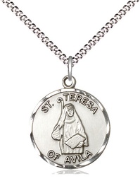 [1365SS/18S] Sterling Silver Saint Theresa Pendant on a 18 inch Light Rhodium Light Curb chain