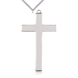 [1420SS/24SS] Sterling Silver Cross Pendant on a 24 inch Sterling Silver Heavy Curb chain