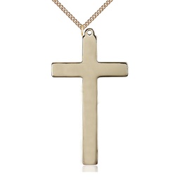 [1426GF/24GF] 14kt Gold Filled Choir Cross Pendant on a 24 inch Gold Filled Heavy Curb chain