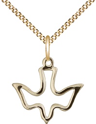 [1510GF/18G] 14kt Gold Filled Holy Spirit Pendant on a 18 inch Gold Plate Light Curb chain