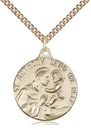 [1602GF/24GF] 14kt Gold Filled Saint Anthony Pendant on a 24 inch Gold Filled Heavy Curb chain
