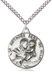[1602SS/24SS] Sterling Silver Saint Anthony Pendant on a 24 inch Sterling Silver Heavy Curb chain