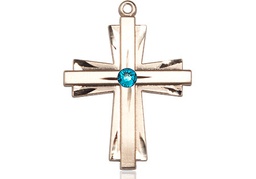 [0676YGF-STN12] 14kt Gold Filled Cross Medal with a 3mm Zircon Swarovski stone