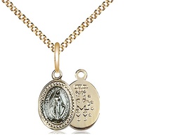 [0700BSSG/18G] Gold Plate Sterling Silver Miraculous Pendant on a 18 inch Gold Plate Light Curb chain