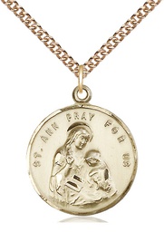 [0701AGF/24GF] 14kt Gold Filled Saint Ann Pendant on a 24 inch Gold Filled Heavy Curb chain