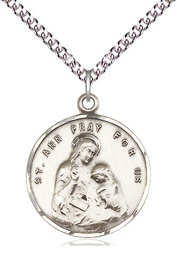 [0701ASS/24SS] Sterling Silver Saint Ann Pendant on a 24 inch Sterling Silver Heavy Curb chain