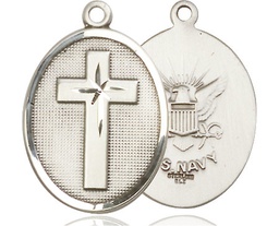 [0783SS6] Sterling Silver Cross Navy Medal