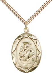 [0801DGF/24GF] 14kt Gold Filled Saint Anthony Pendant on a 24 inch Gold Filled Heavy Curb chain