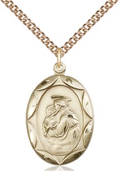 [0801DGF/24GF] 14kt Gold Filled Saint Anthony Pendant on a 24 inch Gold Filled Heavy Curb chain