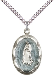 [0801EFSS/24SS] Sterling Silver Our Lady of Guadalupe Pendant on a 24 inch Sterling Silver Heavy Curb chain