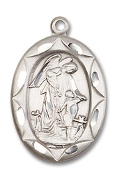 [0801ESS] Sterling Silver Guardian Angel Medal