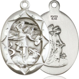 [0801RSSY] Sterling Silver Saint Michael the Archangel Medal - With Box