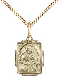 [0804AGF/18G] 14kt Gold Filled Saint Ann Pendant on a 18 inch Gold Plate Light Curb chain