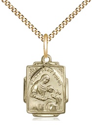 [0804AGF/18G] 14kt Gold Filled Saint Ann Pendant on a 18 inch Gold Plate Light Curb chain