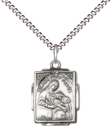 [0804ASS/18S] Sterling Silver Saint Ann Pendant on a 18 inch Light Rhodium Light Curb chain