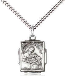 [0804ASS/18S] Sterling Silver Saint Ann Pendant on a 18 inch Light Rhodium Light Curb chain