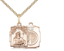 [0804BGF/18G] 14kt Gold Filled Saint Benedict Pendant on a 18 inch Gold Plate Light Curb chain