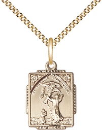 [0804FCGF/18G] 14kt Gold Filled Saint Francis of Assisi Pendant on a 18 inch Gold Plate Light Curb chain