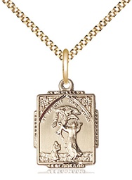 [0804FCGF/18G] 14kt Gold Filled Saint Francis of Assisi Pendant on a 18 inch Gold Plate Light Curb chain