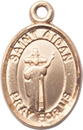 [9381KT] 14kt Gold Saint Aidan of Lindesfarne Medal