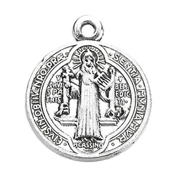 [HI-1057S] St. Benedict Medal 3/4" Silver W/Jump Ring
