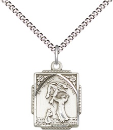 [0804FCSS/18S] Sterling Silver Saint Francis of Assisi Pendant on a 18 inch Light Rhodium Light Curb chain