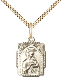 [0804HGF/18G] 14kt Gold Filled Our Lady of Perpetual Help Pendant on a 18 inch Gold Plate Light Curb chain