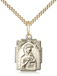 [0804HGF/18G] 14kt Gold Filled Our Lady of Perpetual Help Pendant on a 18 inch Gold Plate Light Curb chain