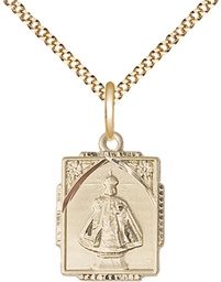 [0804IGF/18G] 14kt Gold Filled Infant of Prague Pendant on a 18 inch Gold Plate Light Curb chain