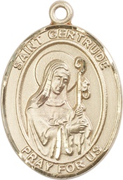 [7219KT] 14kt Gold Saint Gertrude of Nivelles Medal