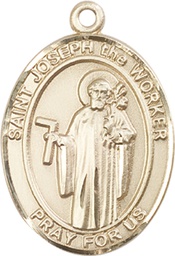 [7220KT] 14kt Gold Saint Joseph the Worker Medal