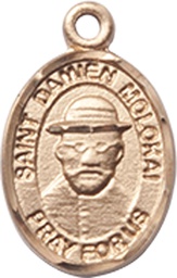 [9412KT] 14kt Gold Saint Damien of Molokai Medal