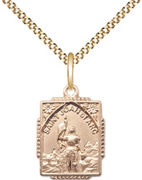 [0804JAGF/18G] 14kt Gold Filled Saint Joan of Arc Pendant on a 18 inch Gold Plate Light Curb chain