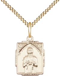 [0804KAGF/18G] 14kt Gold Filled Saint Kateri Tekakwitha Pendant on a 18 inch Gold Plate Light Curb chain