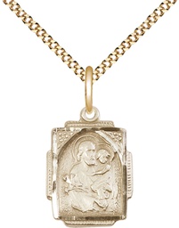 [0804KGF/18G] 14kt Gold Filled Saint Joseph Pendant on a 18 inch Gold Plate Light Curb chain